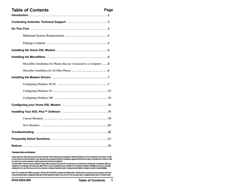 ActionTec Home DSL Modem User manual