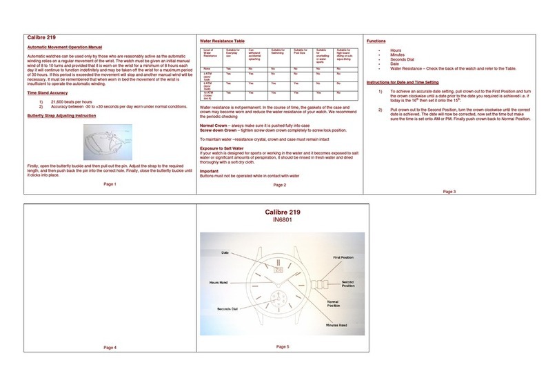 Zeon IN6801 CALIBRE 219 Operation manual