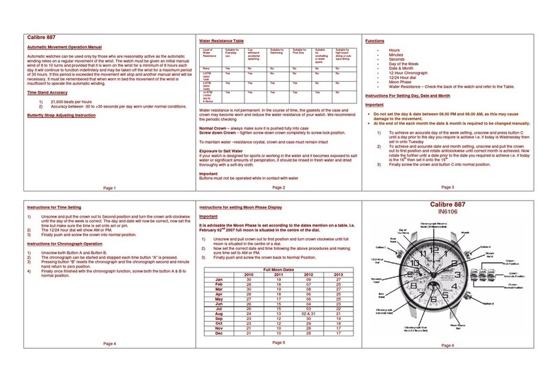 Zeon IN6106 CALIBRE 887 Operation manual