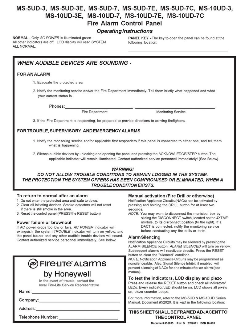 Honeywell Fire-Lite MS-5UD-3 operating instructions