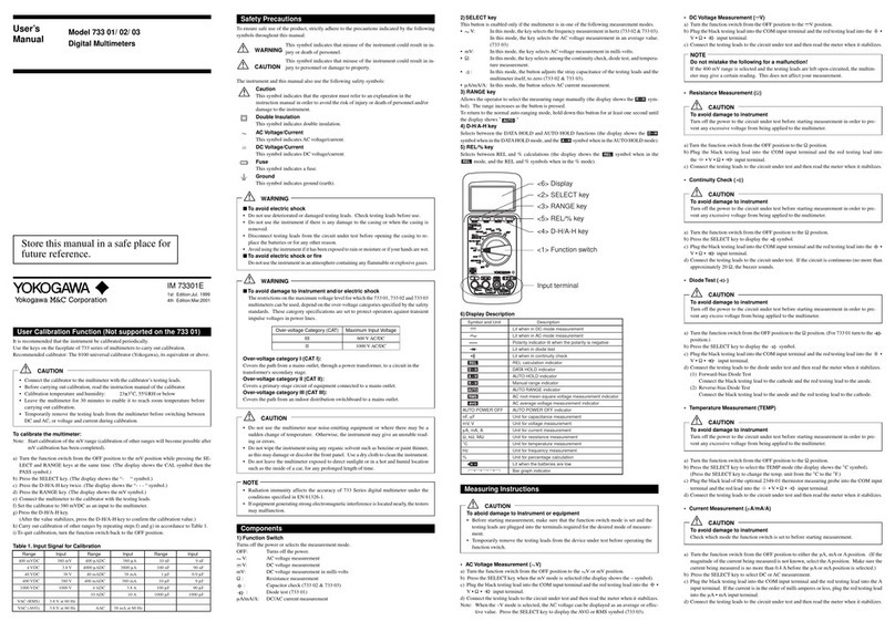YOKOGAWA 733 01 user manual