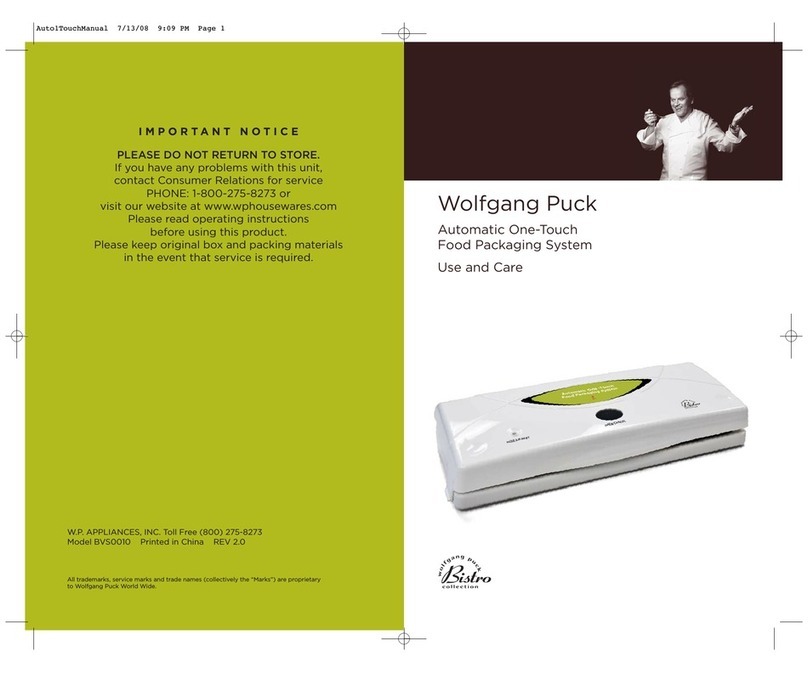 Wolfgang Puck Bistro collection BVS0010 Use and care guide