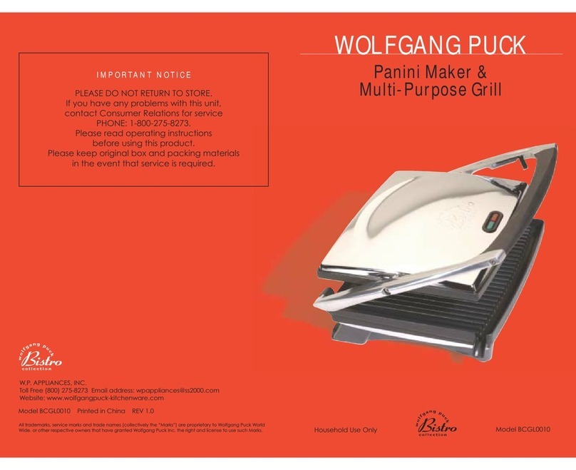 Wolfgang Puck Bistro collection BCGL0010 User manual Wolfgang Puck Bistro collection BCGL0010 User manual