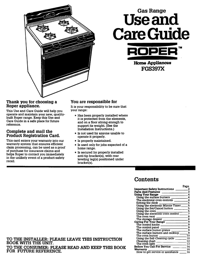 Roper FGS397X Use and care guide