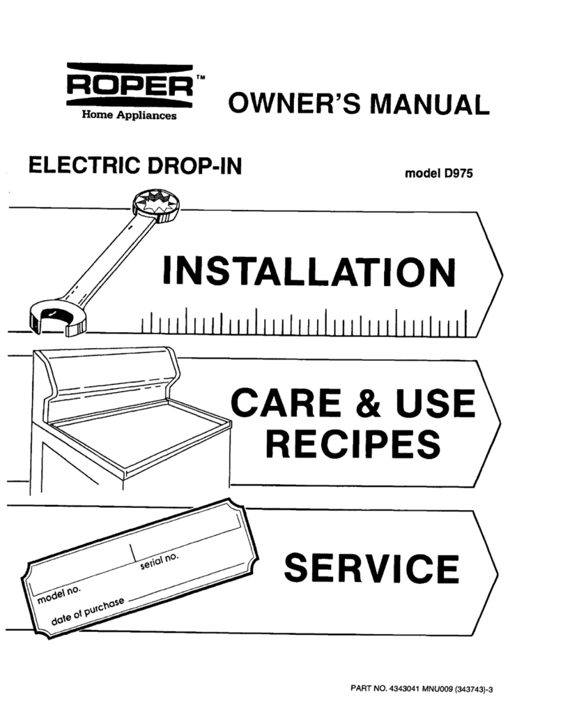 Roper ELECTRIC DROP-IN D975 owner's manual
