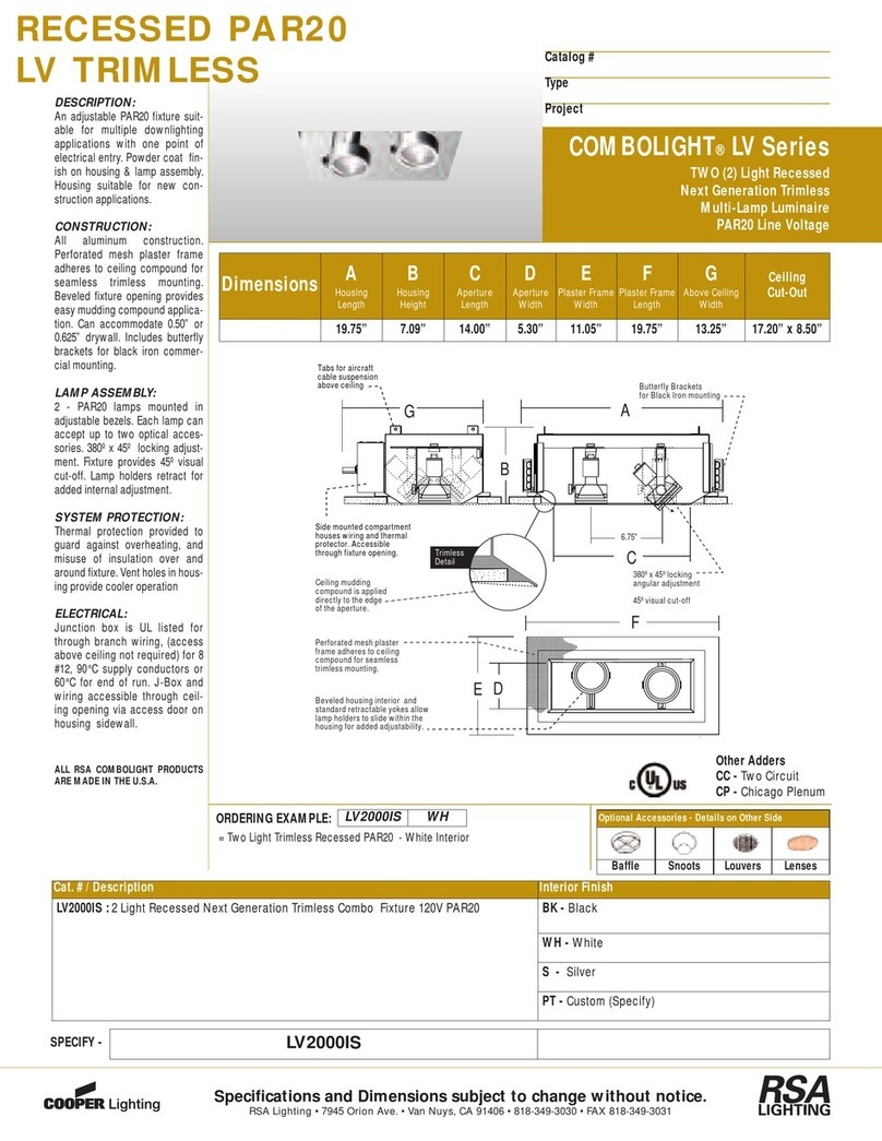 RSA Lighting PAR20 User manual