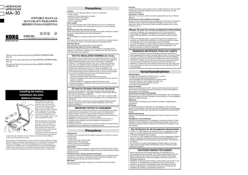 Korg MA-30 User manual