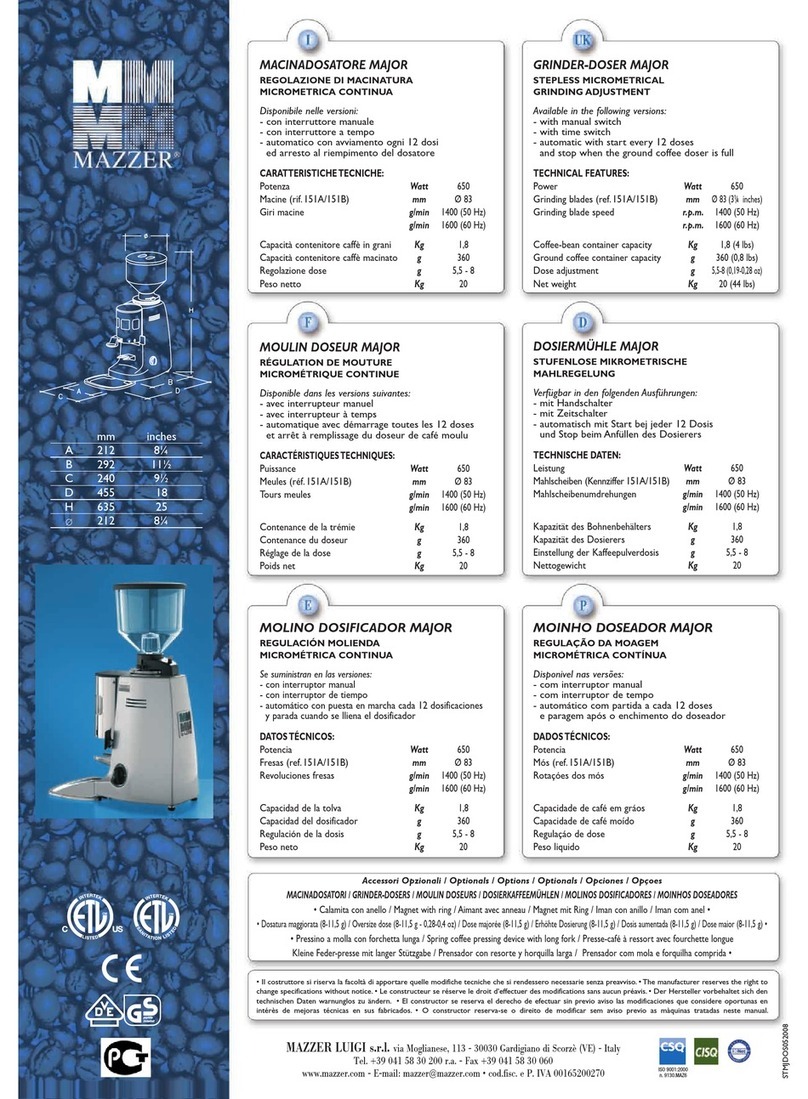 Mazzer Mazzer Major specification