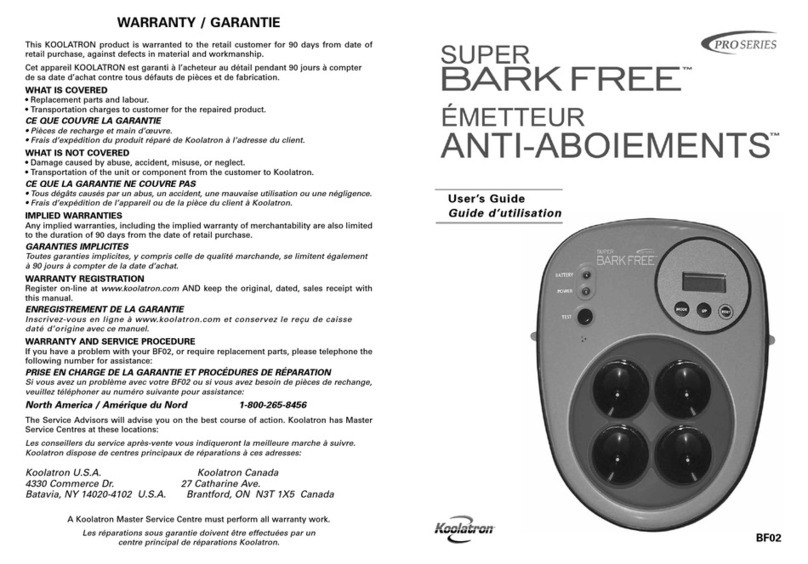 Koolatron Super Bark Free BF02 pro series user guide