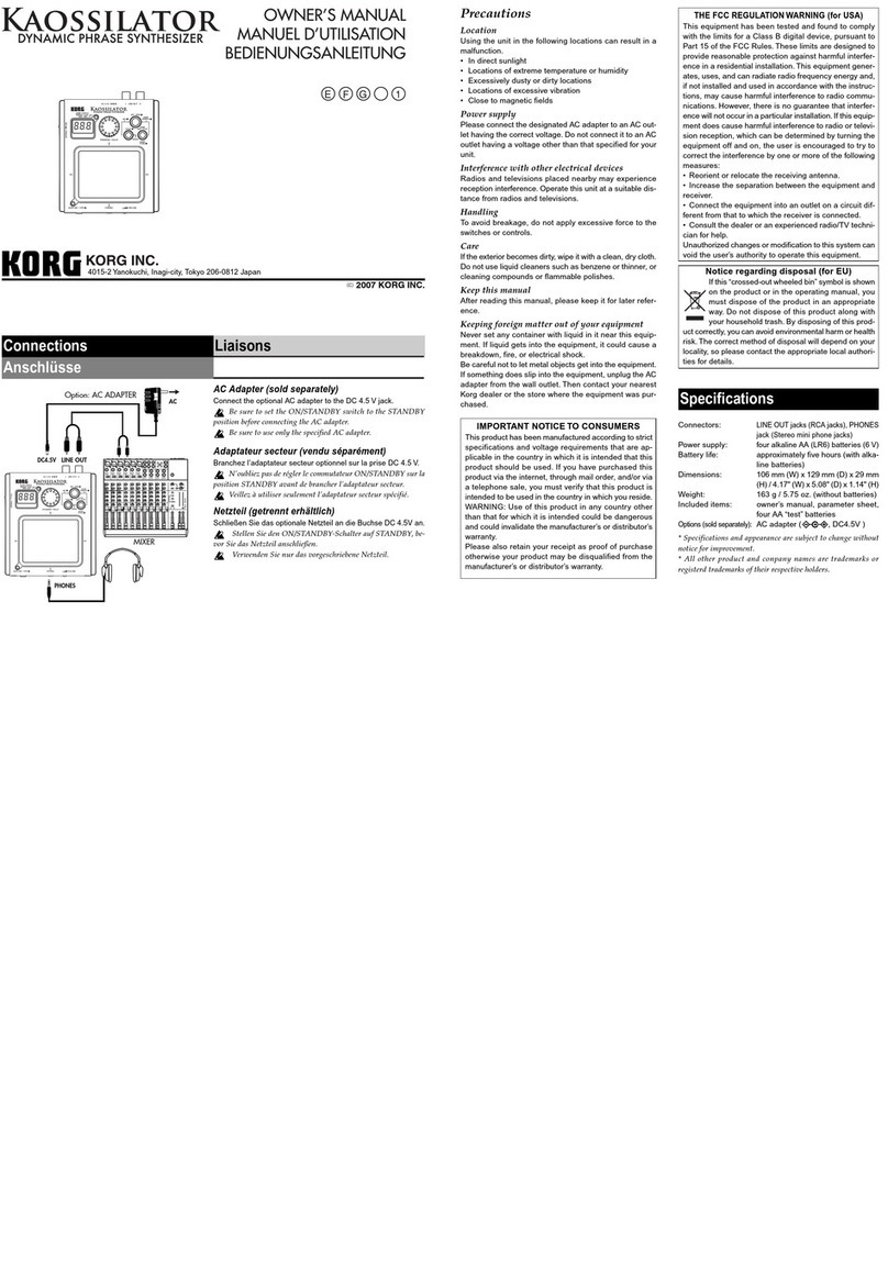Korg Kaosilator User manual Korg Kaosilator User manual