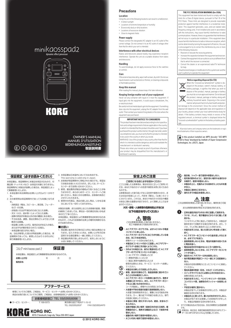 Korg minikaosspad2 User manual
