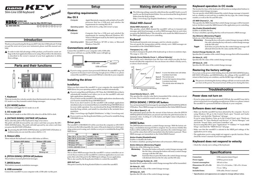 Korg nanoKey User manual