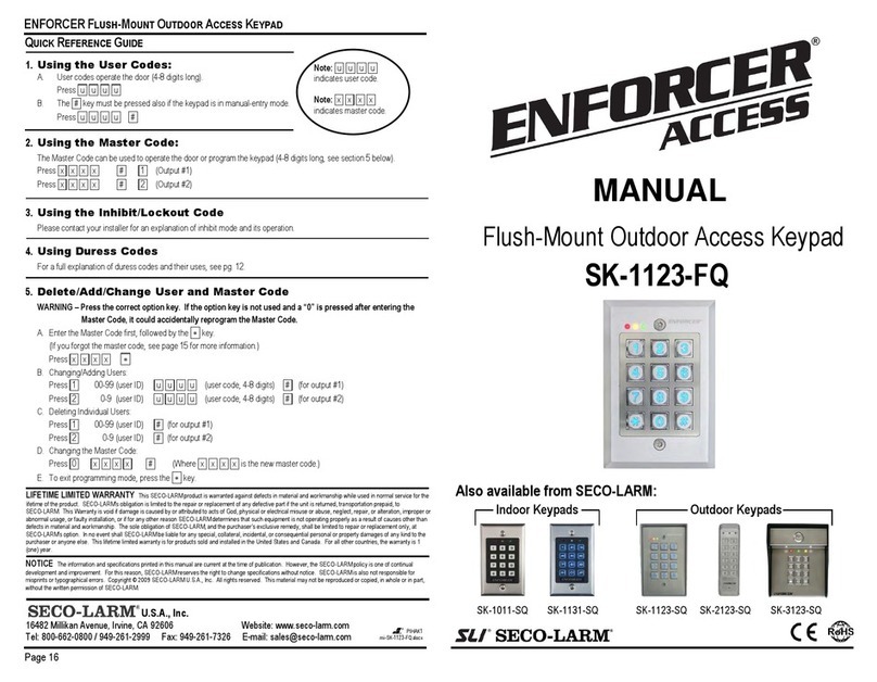 SECO-LARM Enforcer SK-1123-FQ Quick reference guide