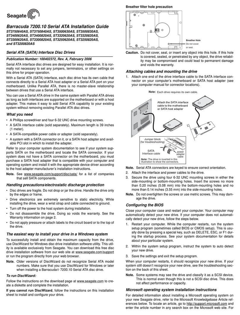Seagate Barracuda 7200.10 Serial ATA User manual