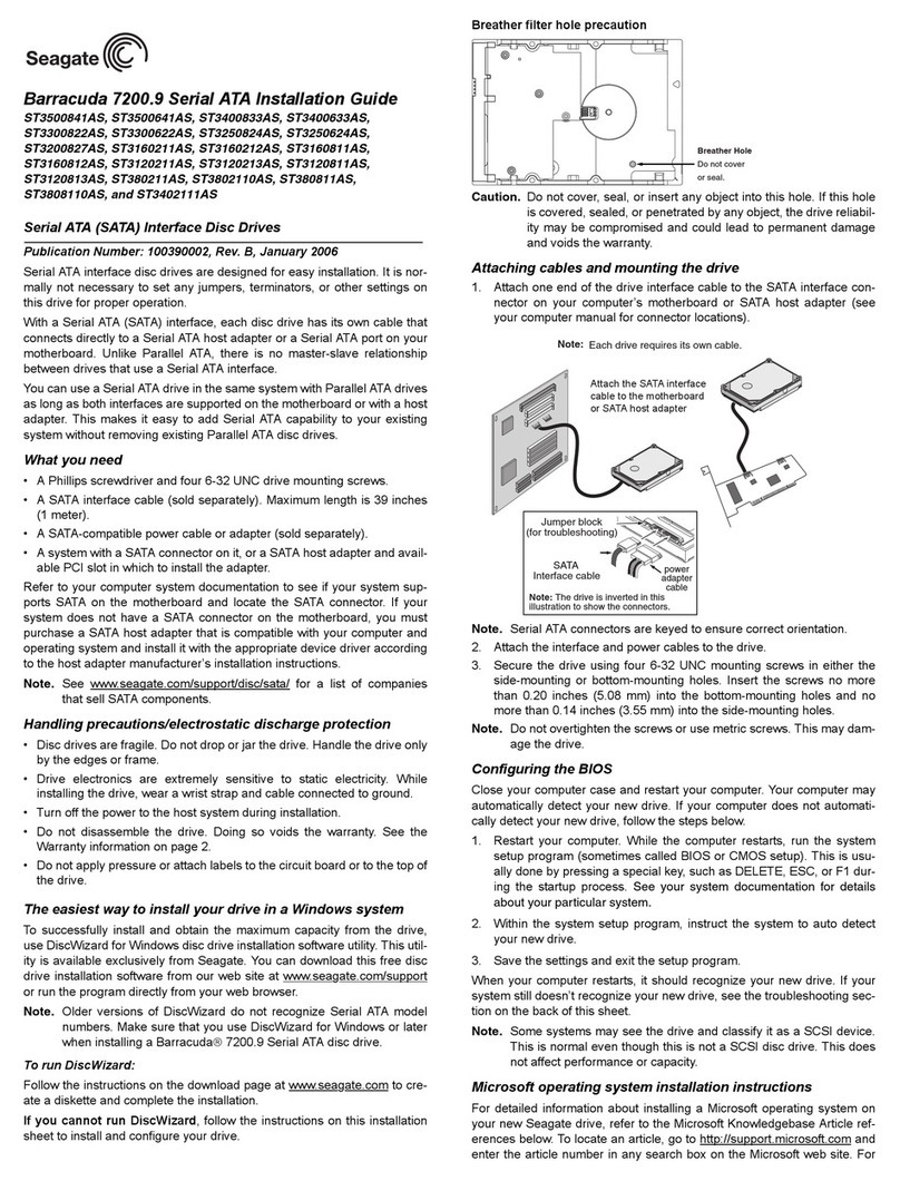 Seagate 7200.9 - Barracuda 7200.9 Hard Drive User manual