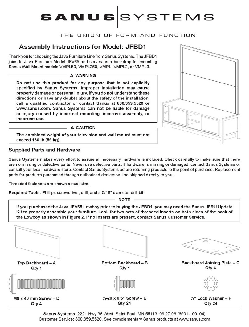 Sanus Systems JFBD1 User manual Sanus Systems JFBD1 User manual