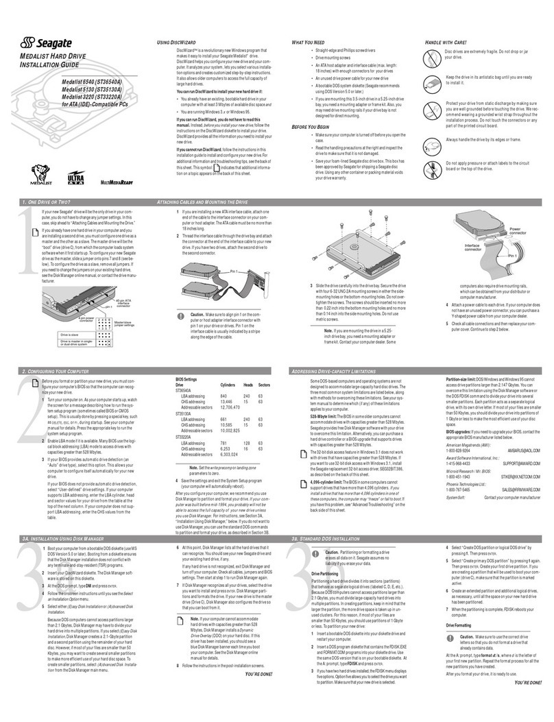 Seagate Medalist 6540 User manual