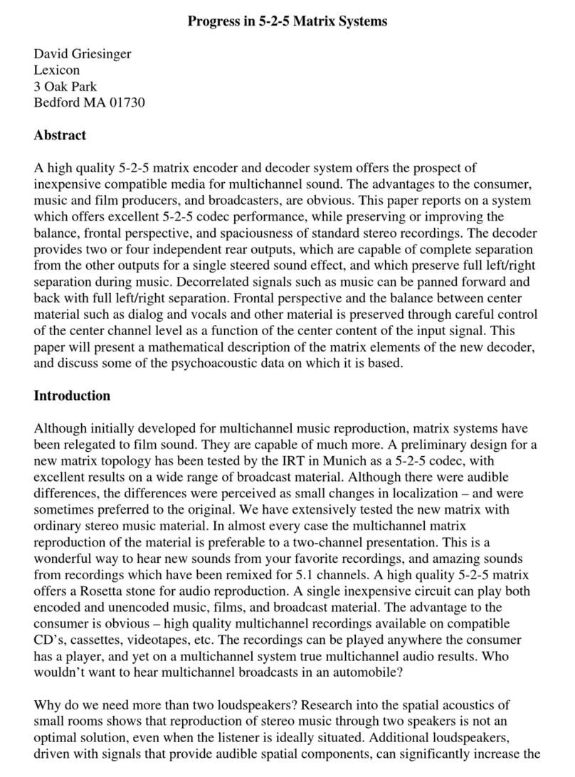 Lexicon 5-2-5 Matrix Systems manual&nbsp;