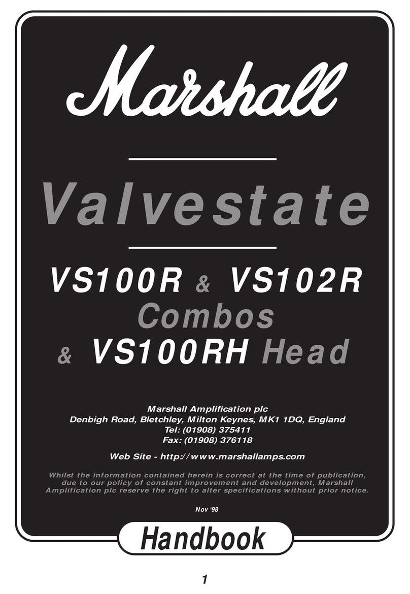 Marshall Amplification Valvestate VS100R Handbook