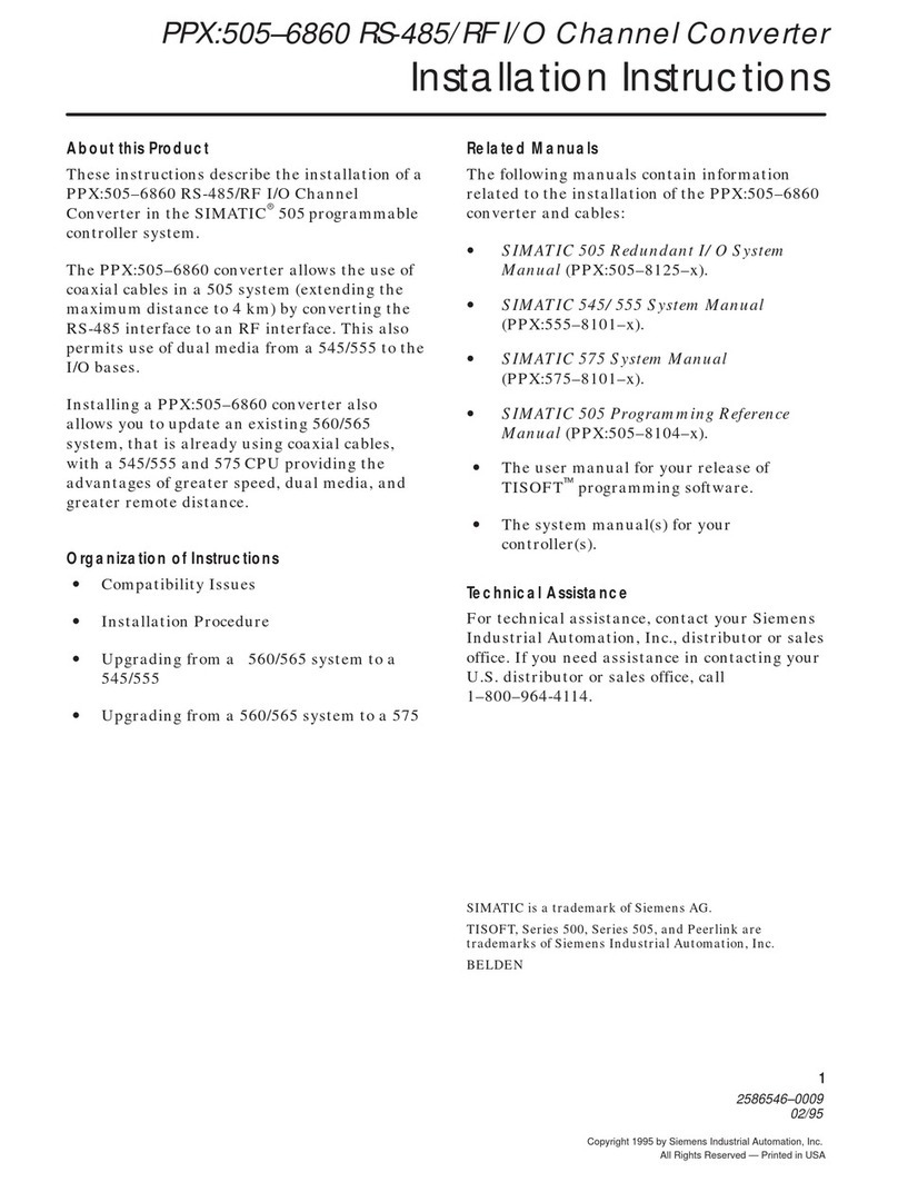 Siemens PPX:505–6860 RS-485/RF I/O User manual