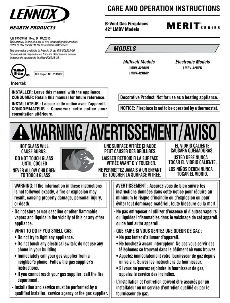 Lennox Hearth Products Merit LMBV-42RMN Care and operation instructions