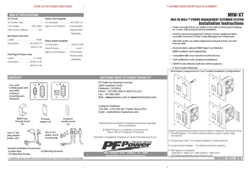 PFPower MAX IN-WALL MIW-XT User manual