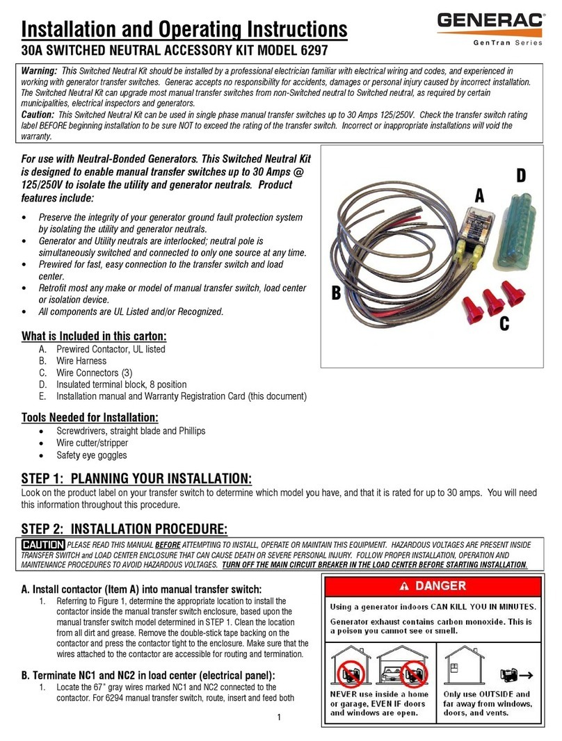 Generac Power Systems 6297 Installation and operating instructions