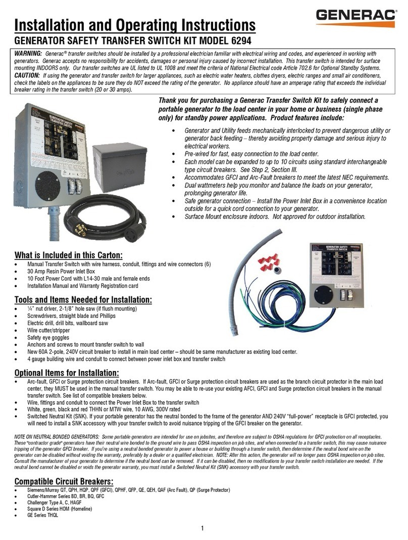 Generac Power Systems GenTran 6294 User manual