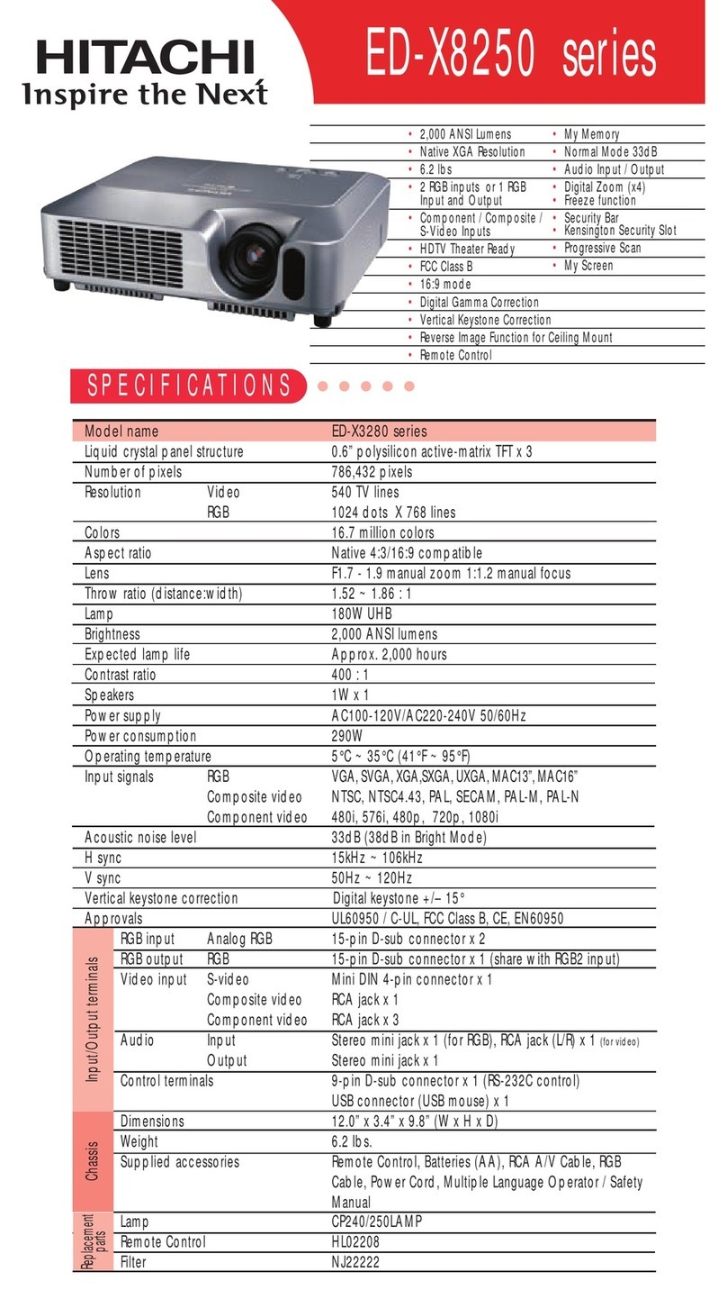 Hitachi ED-X8250 series specification