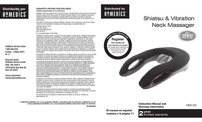 HoMedics NMS-350  and warranty Instruction manual and warranty