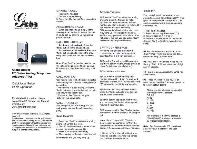 Grandstream Networks HT Series Instruction manual