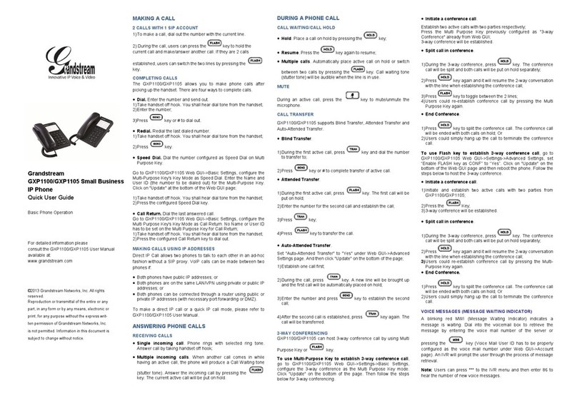 Grandstream Networks GXP-1100 Quick user guide