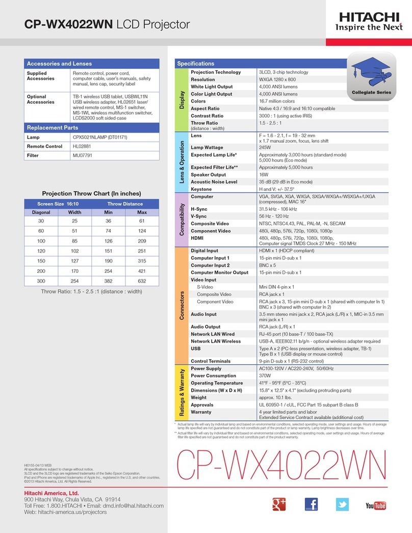 Hitachi CP-WX4022WN specification