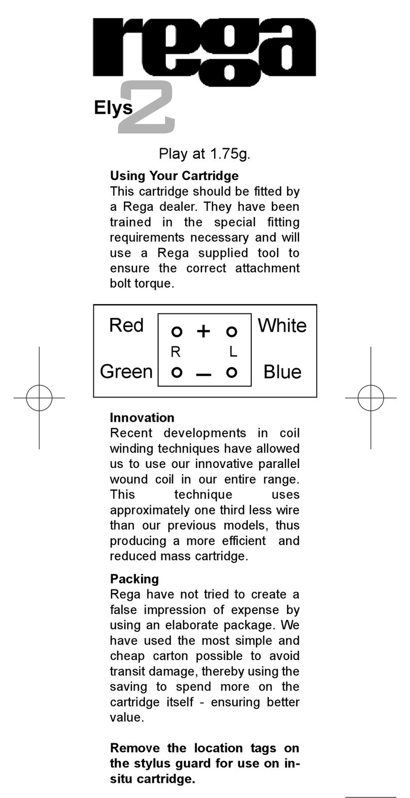 Rega Elys 2 owner's manual