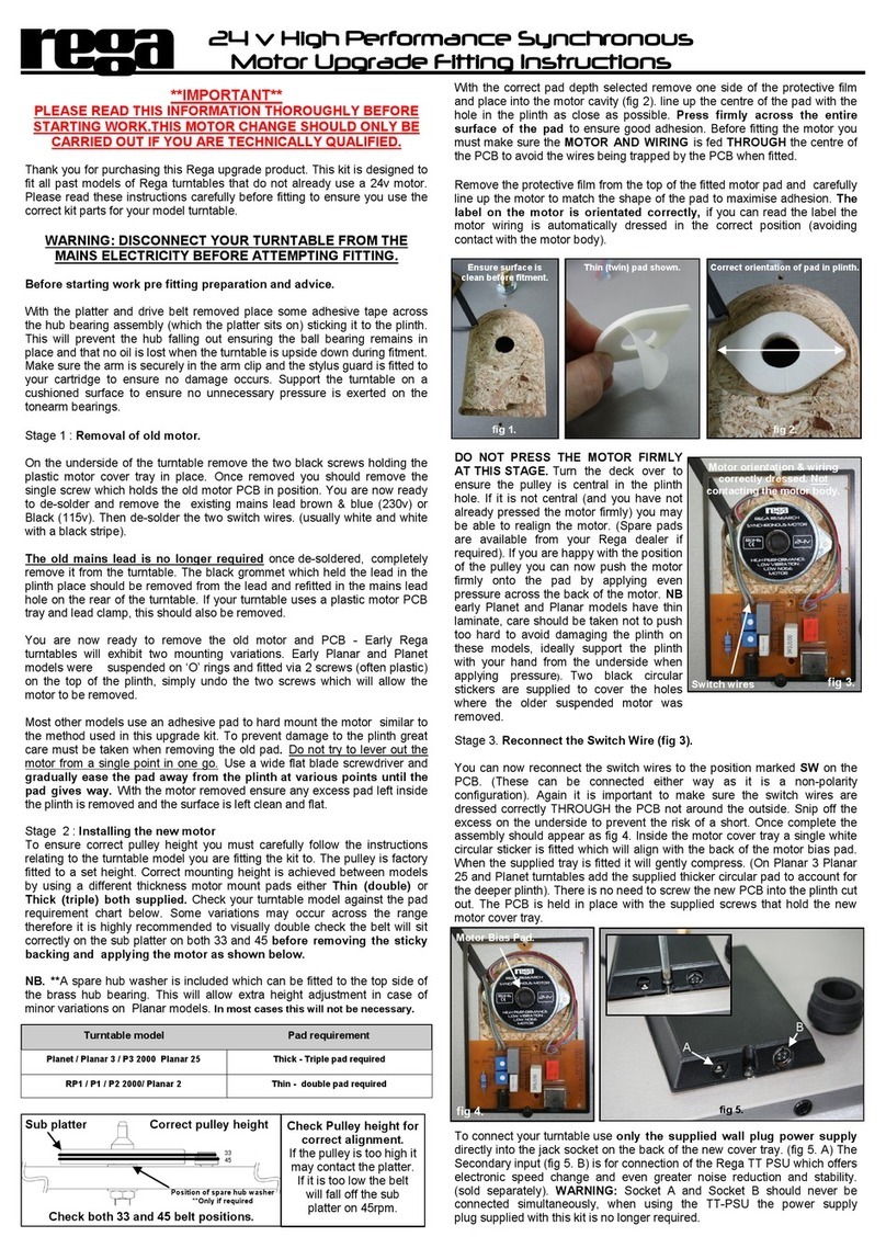Rega 24 v High Performance Synchronous Motor Upgrade fitting instructions Rega 24 v High Performance Synchronous Motor Upgrade fitting instructions