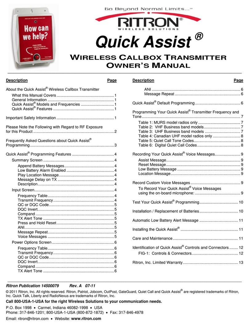 Ritron Quick Assist User manual
