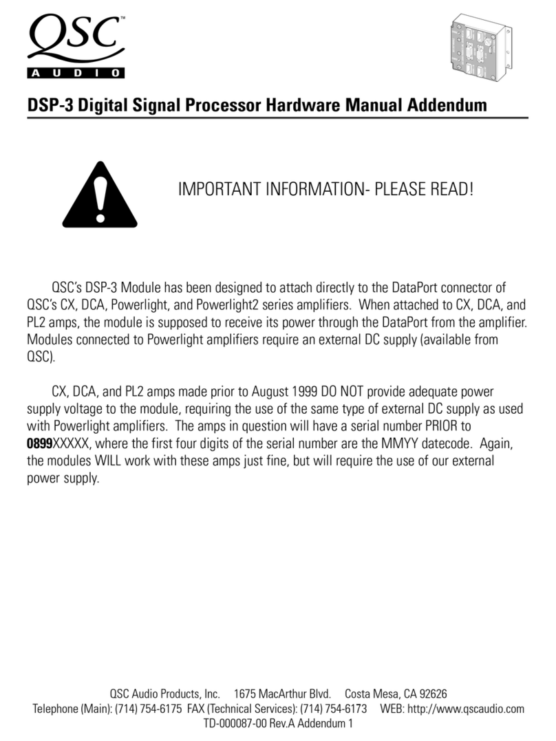 QSC DSP-3' Hardware manual addendum