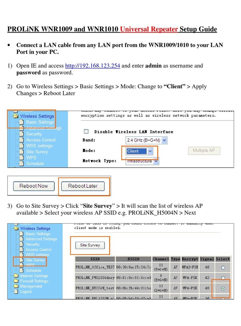 PROLiNK WNR1009 Setup guide