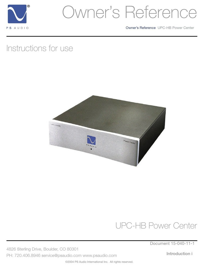 PS Audio UPC-HB Power Center Owner's reference