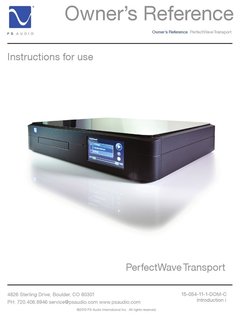 PS Audio PerfectWave Transport Quick start guide