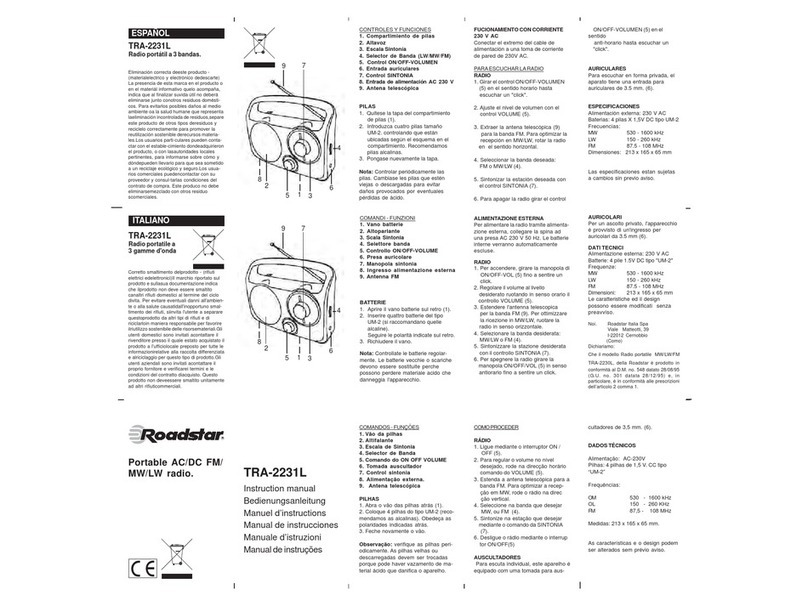 Roadstar TRA-2231L instruction manual