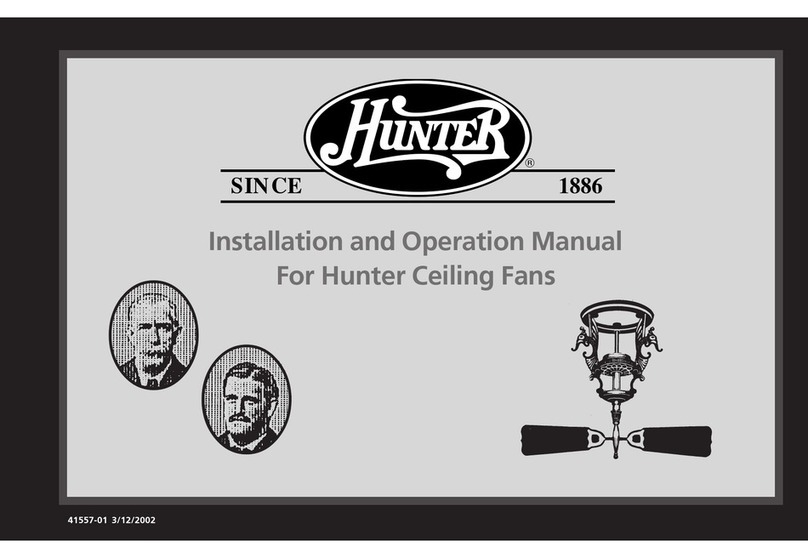 Hunter Hunter Ceiling fans Installation and operation manual