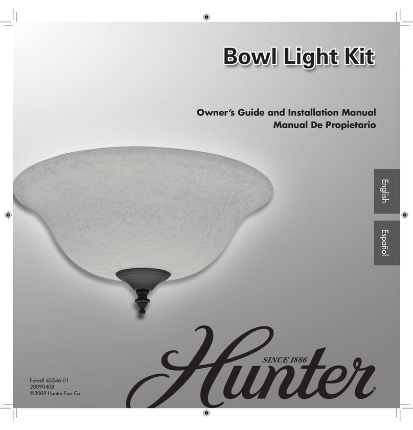 Hunter Bowl Light Kit Owner's guide and installation manual