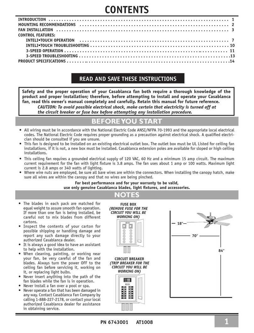 Casablanca at1008 owner's manual
