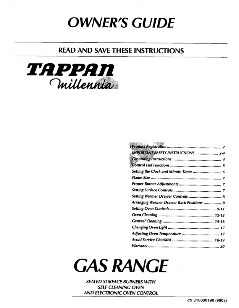 Tappan TGF365CHTB User manual