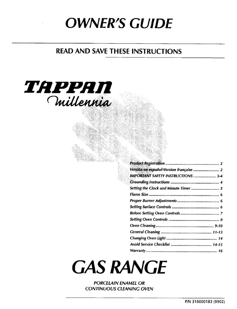 Tappan TGF324BHDB owner's guide