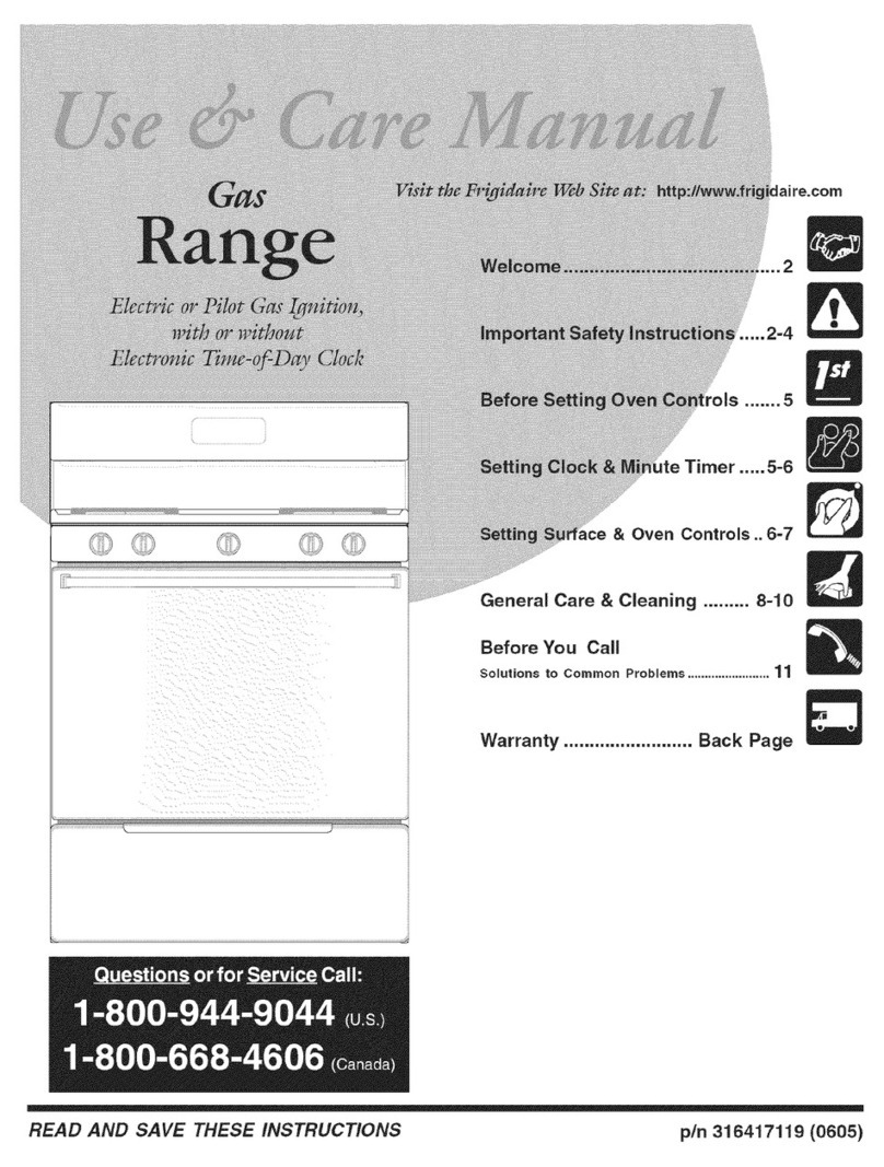 Electrolux TGF316GSB Use & care manual