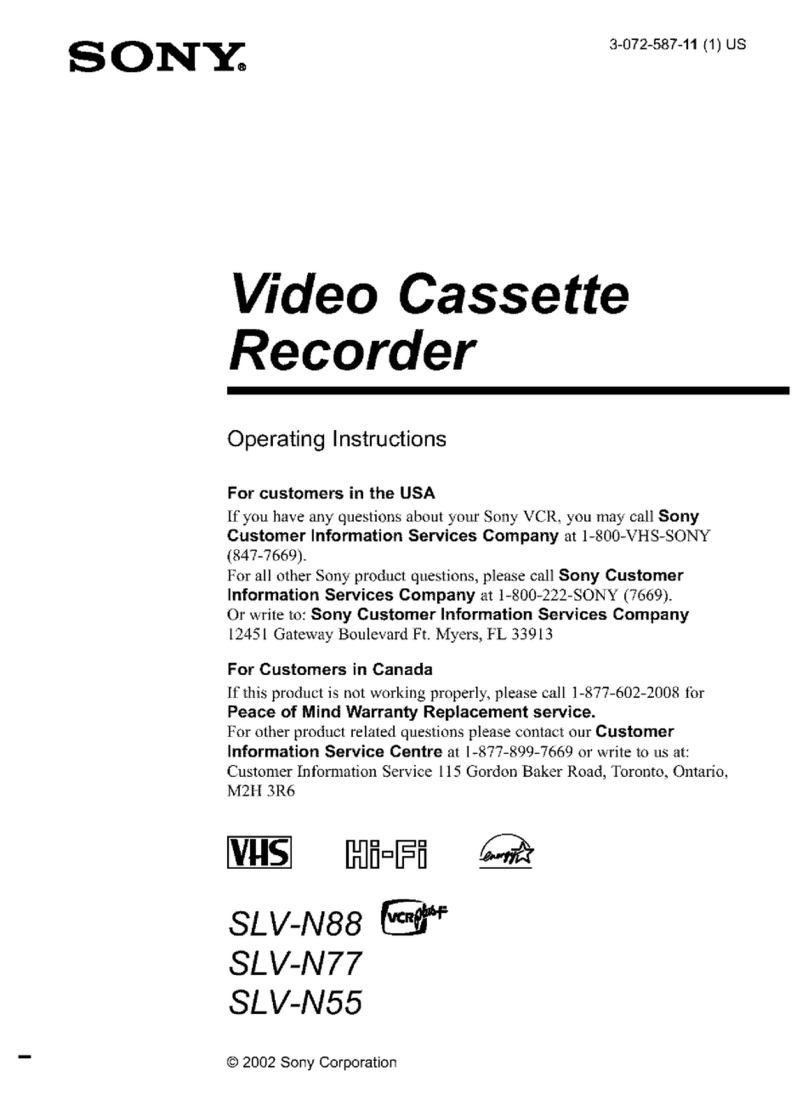 Sony SLV-N88 - Video Cassette Recorder User manual Sony SLV-N88 - Video Cassette Recorder User manual