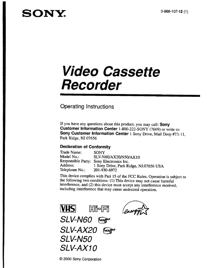 Sony SLV-AX20 - Video Cassette Recorder User manual