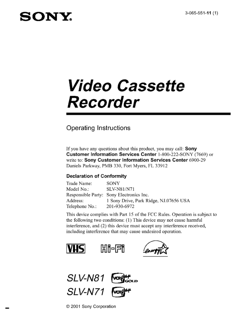 Sony SLV-N81 - Hi-Fi VCR User manual